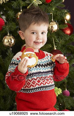 Young Boy Eating Cookie In Front Of Christmas Tree View Large Photo Image Stock Photography - Young Boy Eating Cookie In Front Of Christmas Tree. Fotosearch