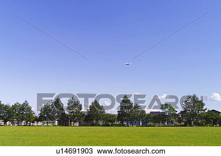 Airplane Over Residential Area View Large Photo Image Stock Image - Airplane Over Residential Area. Fotosearch