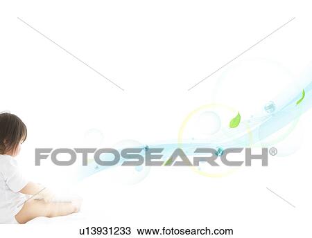 Stock Image - Baby and Leaves. Fotosearch