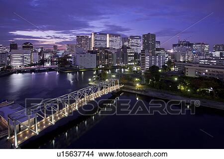Bridge and Tokyo at Night View Large Photo Image Picture - Bridge and Tokyo at Night. Fotosearch