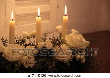 Candles and roses View Large Photo Image Stock Photograph - Candles and roses. Fotosearch