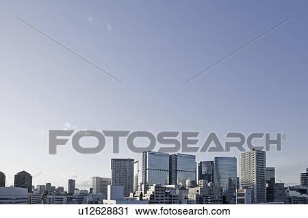 Stock Image - Clear Sky Over Shinagawa Ward. Fotosearch