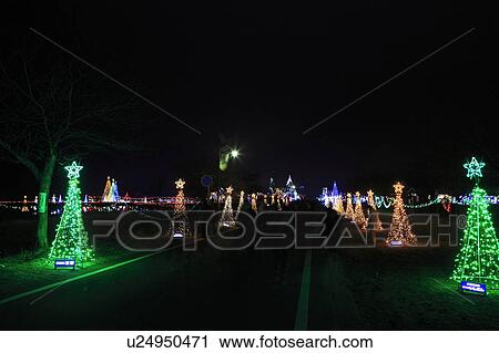 Stock Image - Haruna Lake, Illumination, Festival. Fotosearch