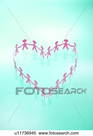 Stock Photography - Heart shape made with paper cut-out figures. Fotosearch