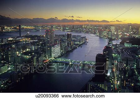 High Angle View of Tokyo at Night View Large Photo Image Stock Photograph - High Angle View of Tokyo at Night. Fotosearch