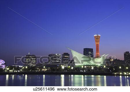 Stock Photograph - Kobe Skyline at Night. Fotosearch