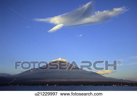 Stock Photo - Lake Yamanaka and Mount Fuji. Fotosearch
