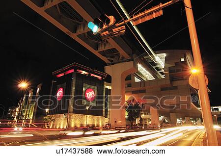 Monorail Omoromachi Station at Night View Large Photo Image Stock Photo - Monorail Omoromachi Station at Night. Fotosearch