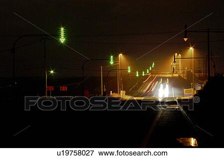 Motorway at Night View Large Photo Image Stock Photo - Motorway at Night. Fotosearch