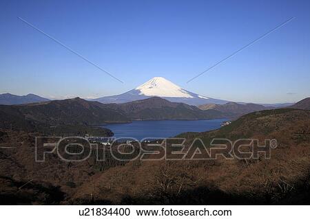 Stock Image - Mount Fuji and Lake Ashi. Fotosearch