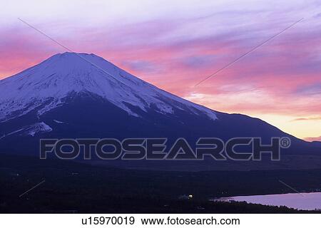 Mount Fuji at Dusk View Large Photo Image Stock Photo - Mount Fuji at Dusk. Fotosearch
