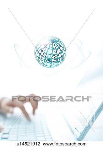 Stock Image - Person Using Laptop. Fotosearch