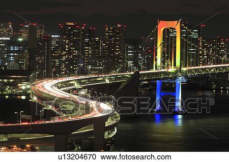 Stock Image - Rainbow Bridge at Night. Fotosearch
