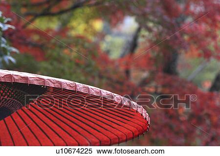 Stock Photography - Red paper umbrella, Kyoto Prefecture, Honshu, Japan. Fotosearch