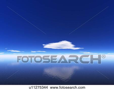 Picture - Reflection of cloud on water. Fotosearch