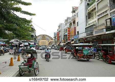 Stock Image - Road Near Central Market in Phnom Penh. Fotosearch