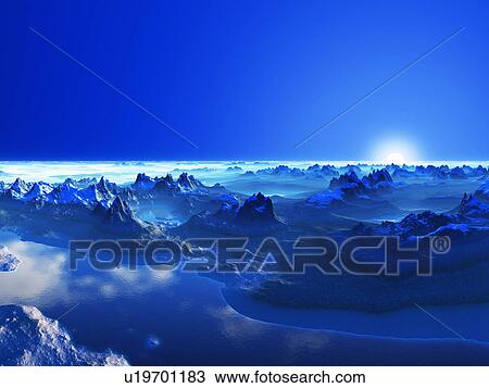 Stock Image - Rock formation and sun. Fotosearch