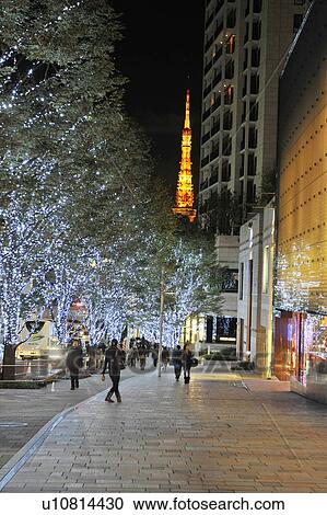 Stock Image - Sidewalk at Roppongi, Tokyo Prefecture, Honshu, Japan. Fotosearch