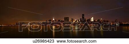 Skyline of NYC at night, New York, USA View Large Photo Image Stock Image - Skyline of NYC at night, New York, USA. Fotosearch