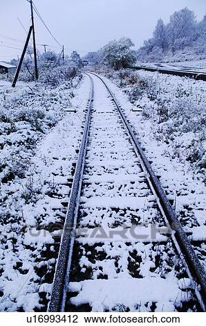 Snow Covered Railroad View Large Photo Image Stock Image - Snow Covered Railroad. Fotosearch