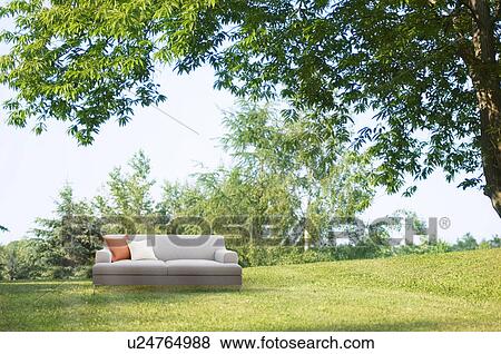 Stock Photo - Sofa on Lawn. Fotosearch