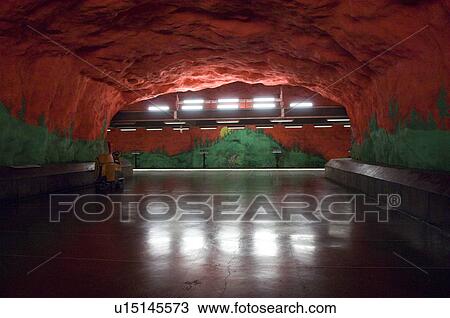 Stock Image - Subway station, Stockholm, Sweden. Fotosearch