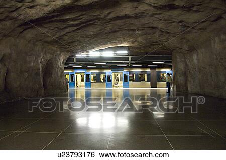 Stock Photograph - Subway station, Stockholm, Sweden. Fotosearch