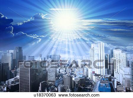 Sun Shining Over City View Large Photo Image Stock Image - Sun Shining Over City. Fotosearch