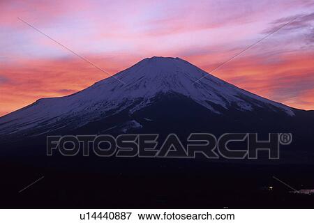 Stock Photo - Sunset Over Mount Fuji. Fotosearch