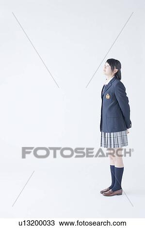 Teenage Girl Standing and Looking Up View Large Photo Image Stock Image - Teenage Girl Standing and Looking Up. Fotosearch