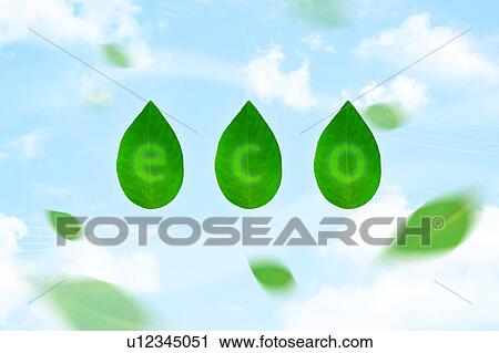 Stock Image - The Word Eco Spelled in Leaves. Fotosearch