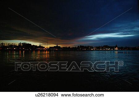 Picture - Tonle Sap and Phnom Penh at Night. Fotosearch