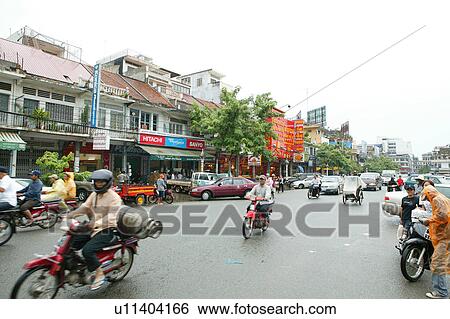 Stock Photograph - Traffic in Phnom Penh. Fotosearch