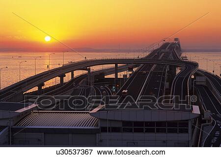 Trans-Tokyo Bay Highway View Large Photo Image Stock Photo - Trans-Tokyo Bay Highway. Fotosearch