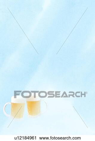 Stock Image - Two Beer Glasses. Fotosearch