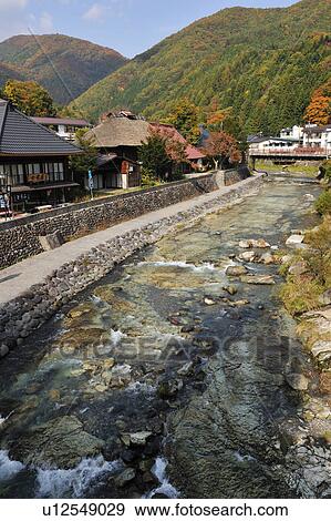 Stock Photo - Yunishigawa hot spring, Tochigi Prefecture, Honshu, Japan. Fotosearch