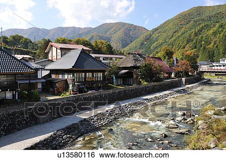 Stock Photograph - Yunishigawa hot spring, Tochigi Prefecture, Honshu, Japan. Fotosearch