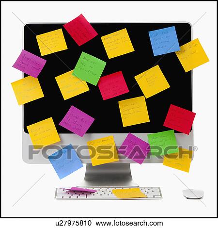 Computer monitor covered with colorful adhesive notes View Large Photo Image Stock Image - Computer monitor covered with colorful adhesive notes. Fotosearch