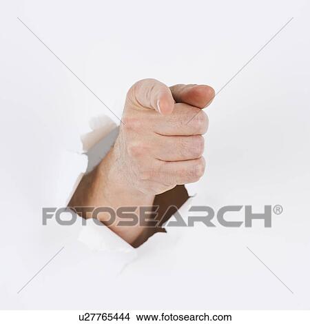 Picture - Hand on white background pointing. Fotosearch