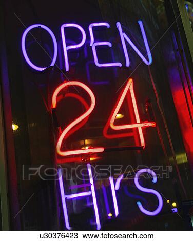 Neon shop open sign View Large Photo Image Stock Image - Neon shop open sign. Fotosearch