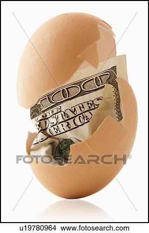 Picture - One hundred dollar bill in eggshell. Fotosearch
