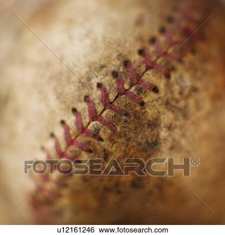 Stock Photograph - Seam on antique baseball. Fotosearch