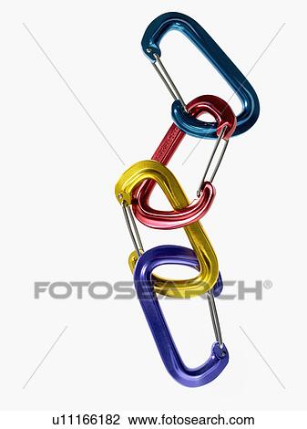 Stock Image - Studio shot of climbing carabineers. Fotosearch