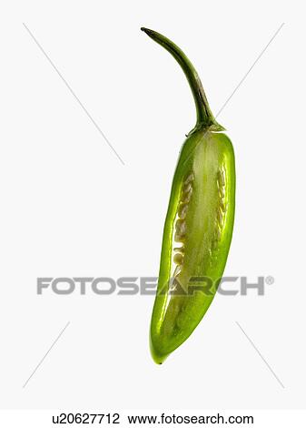 Stock Image - Studio shot of cross section of green pepper. Fotosearch