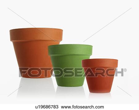 Stock Image - Studio shot of flower pots. Fotosearch