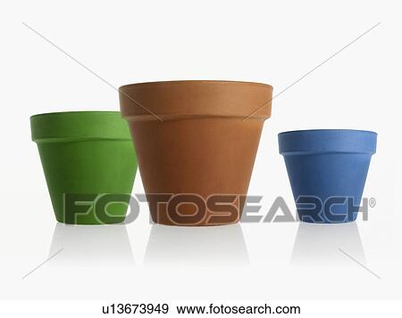 Stock Photo - Studio shot of flower pots. Fotosearch