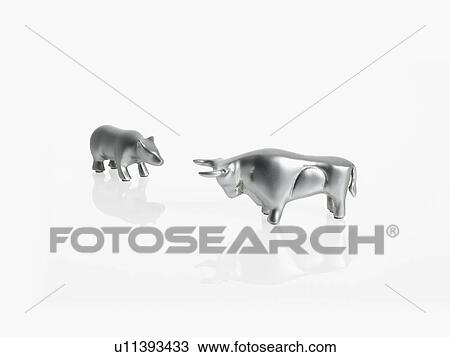 Studio shot of silver figurines of bull and bear View Large Photo Image Stock Image - Studio shot of silver figurines of bull and bear. Fotosearch