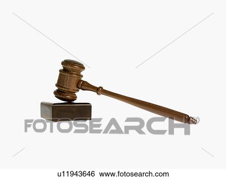 Stock Photograph - Studio shot of wooden court gavel. Fotosearch