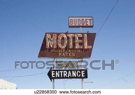USA, Arizona, Winslow, Old-fashioned motel sign against blue sky View Large Photo Image Stock Image - USA, Arizona, Winslow, Old-fashioned motel sign against blue sky. Fotosearch