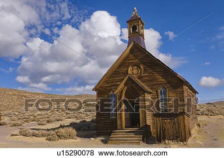 Stock Photo - USA, California, Bodie, Old church in desert. Fotosearch